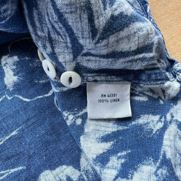 Polo Ralph Lauren Linen Shirt XL Blue Hawaiian Floral Summer Glam Loungewear - Picture 5 of 7
